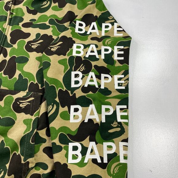 BAPE Green ABC Camo Logo Edition Full Zip Hoodie Size L - Picture 5 of 9
